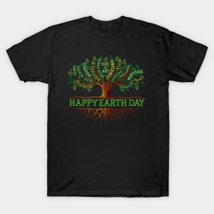 Happy Earth Day Tree Drawing Illustration T-Shirt